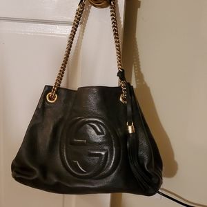 Gucci Soho Shoulder Bag Chain Strap Medium Black